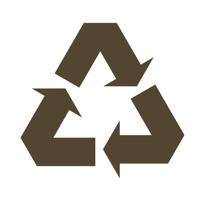 Recycling symbol in brown on a white background
