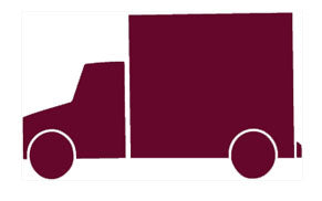 Simplified purple truck icon on a white background
