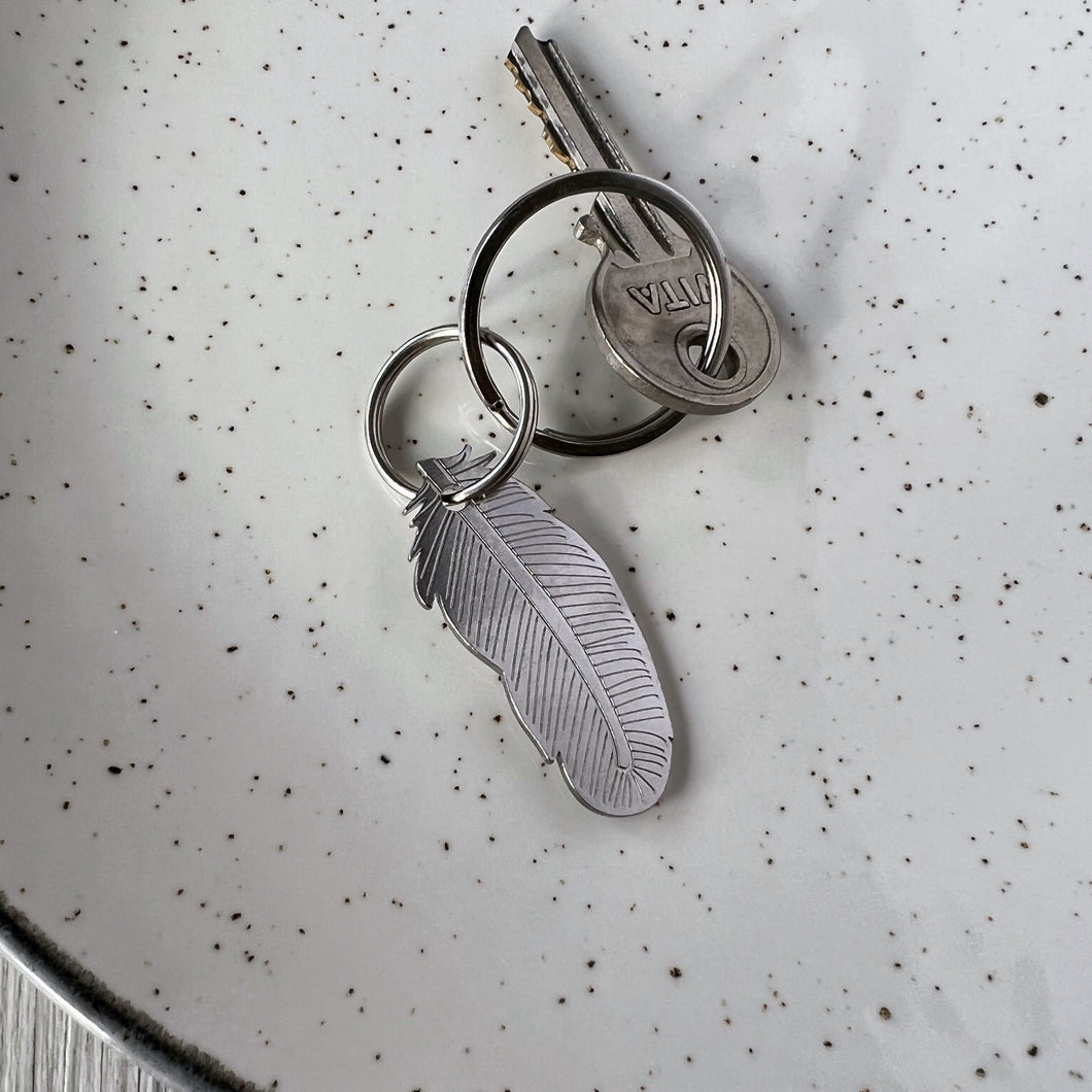 Stainless Steel Feather Keyring