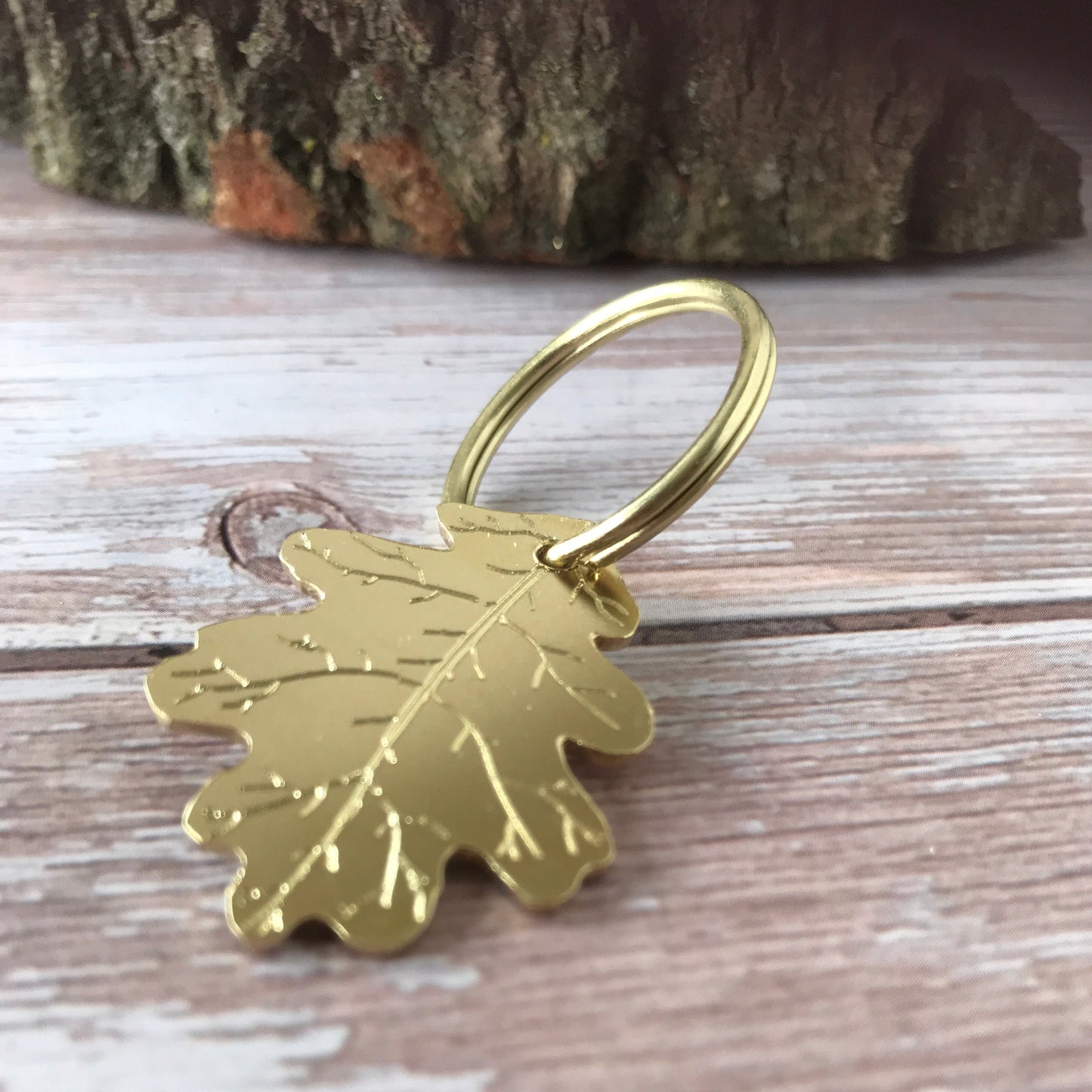 Brass Oak Leaf Dog ID Tag