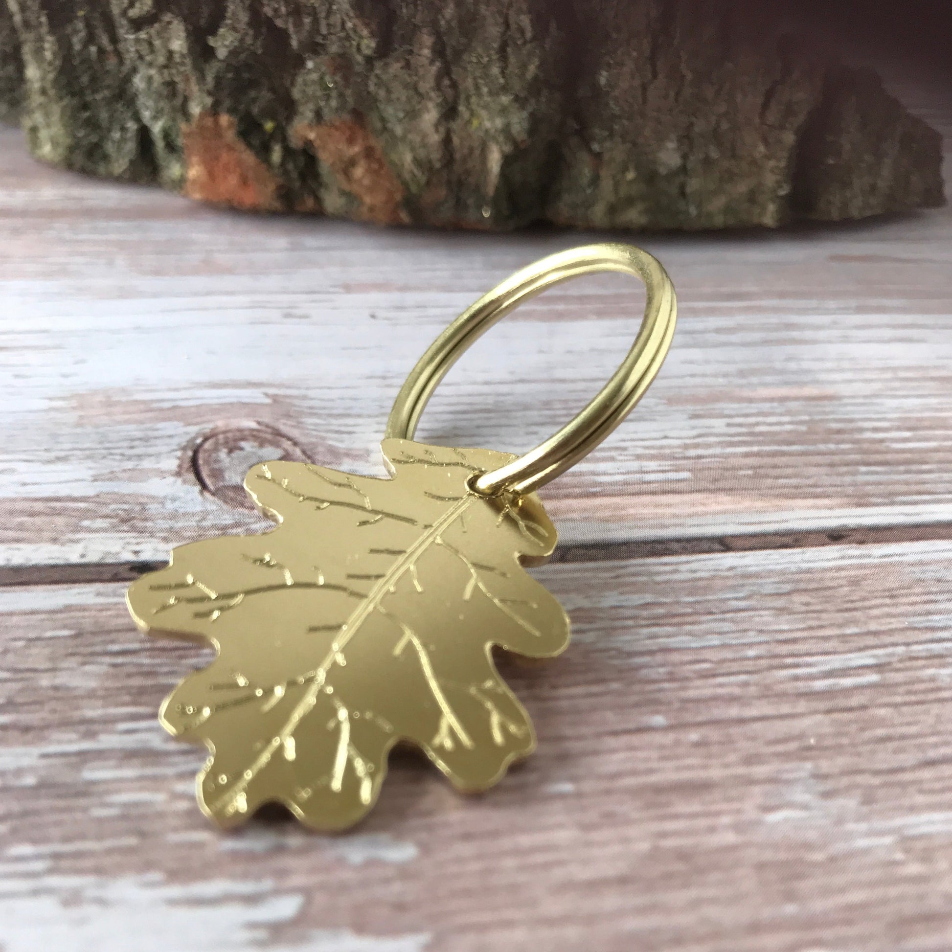 Brass Oak Leaf Dog ID Tag
