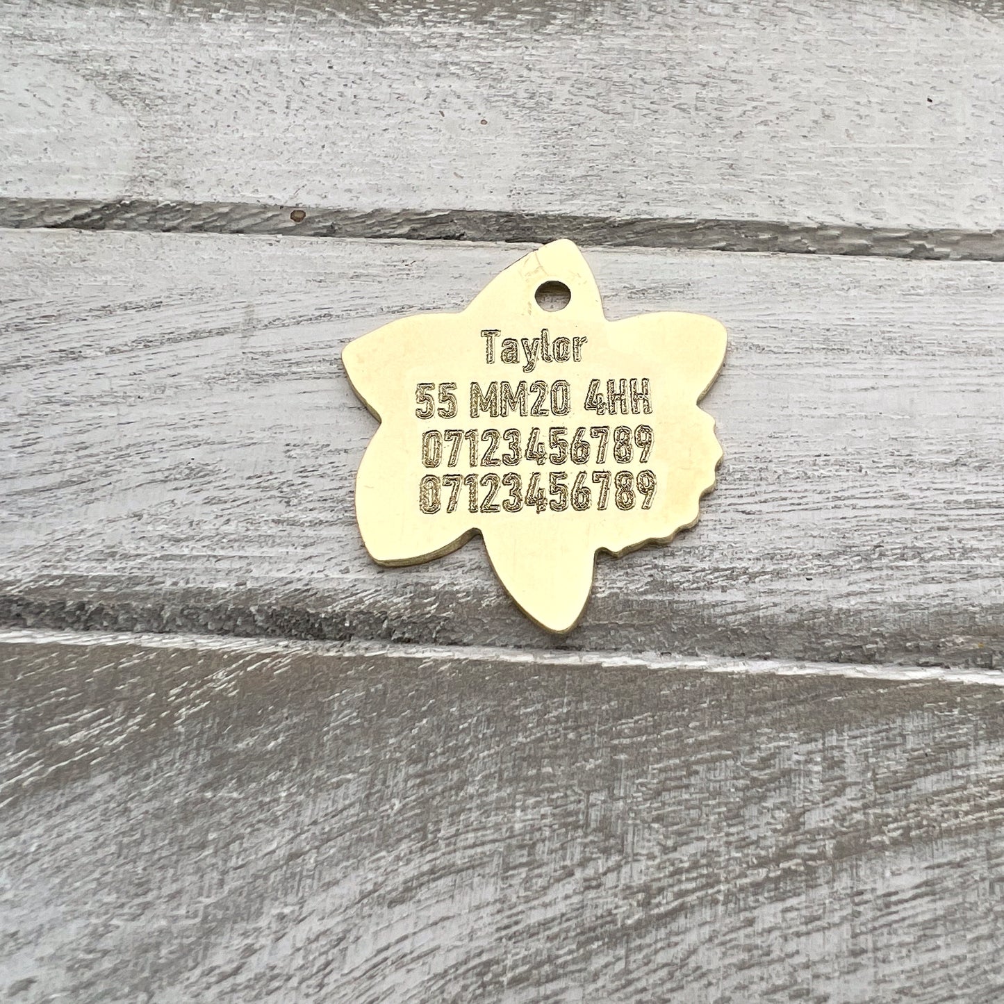 Daffodil Flower Brass Dog ID Tag
