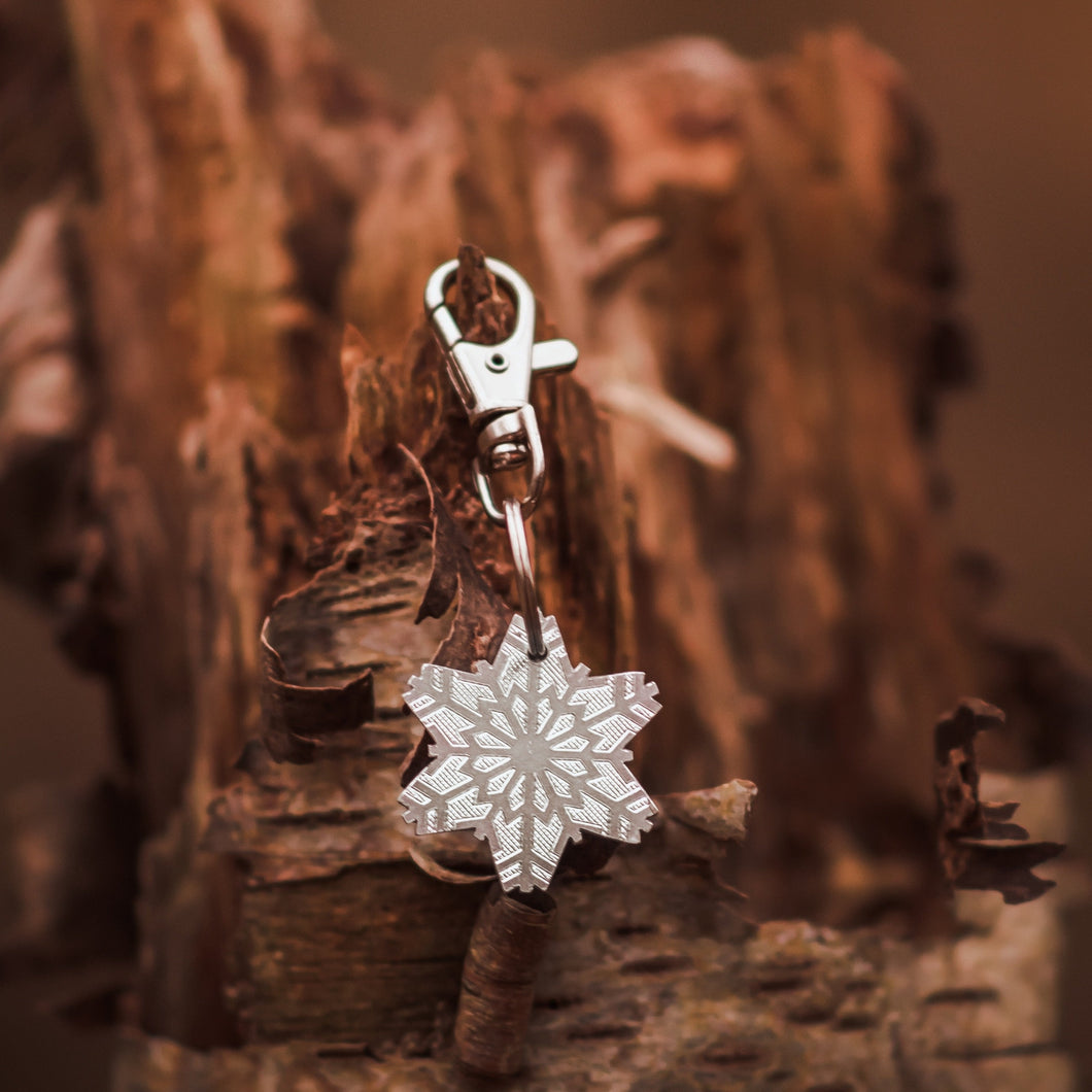 Silver Snowflake Dog ID Tag
