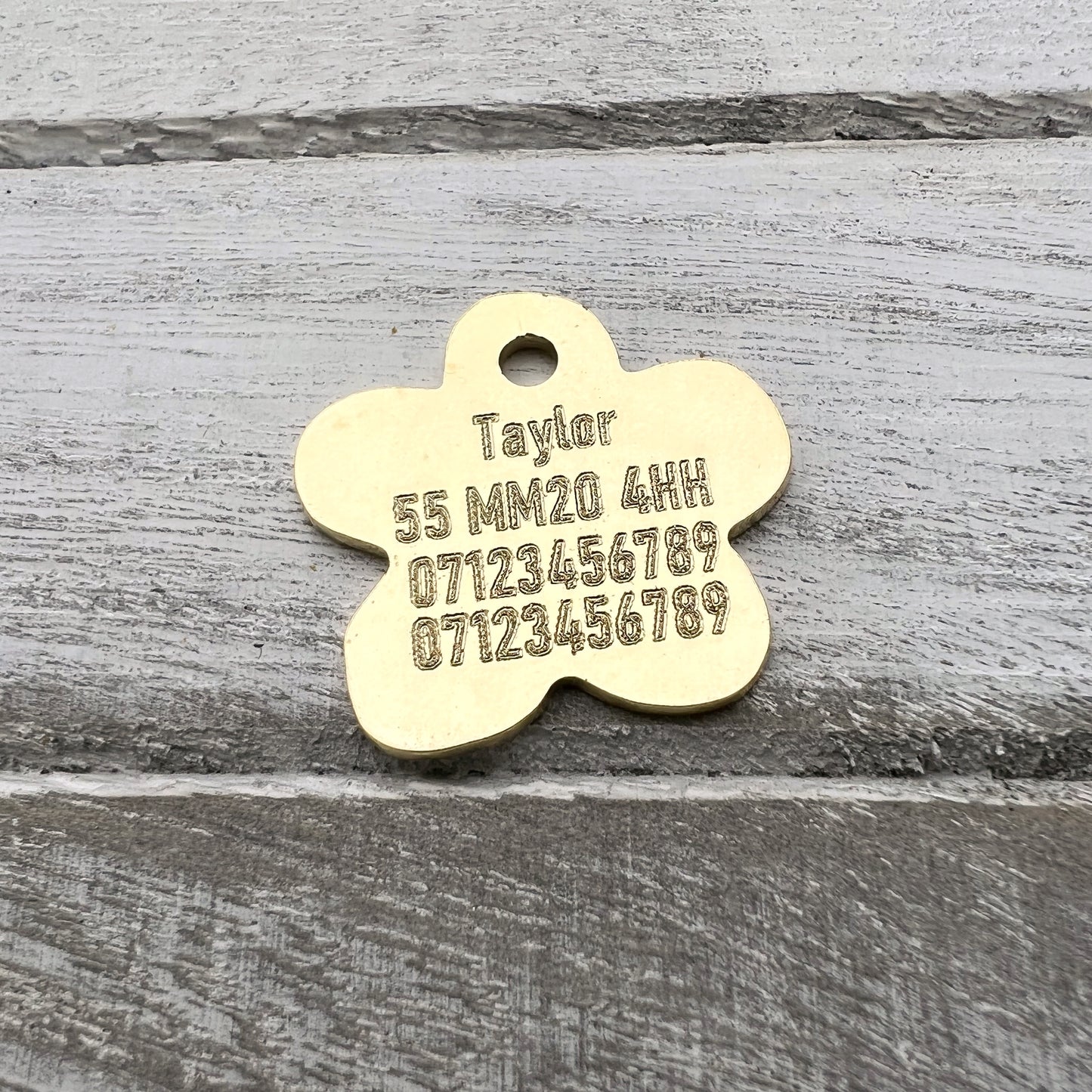 Blossom Flower Brass Dog ID Tag