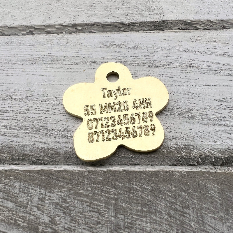 Brass Flower Shape With Engraving on Wood