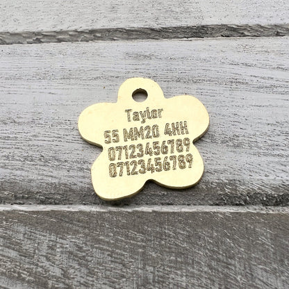 Brass Flower Shape With Engraving on Wood
