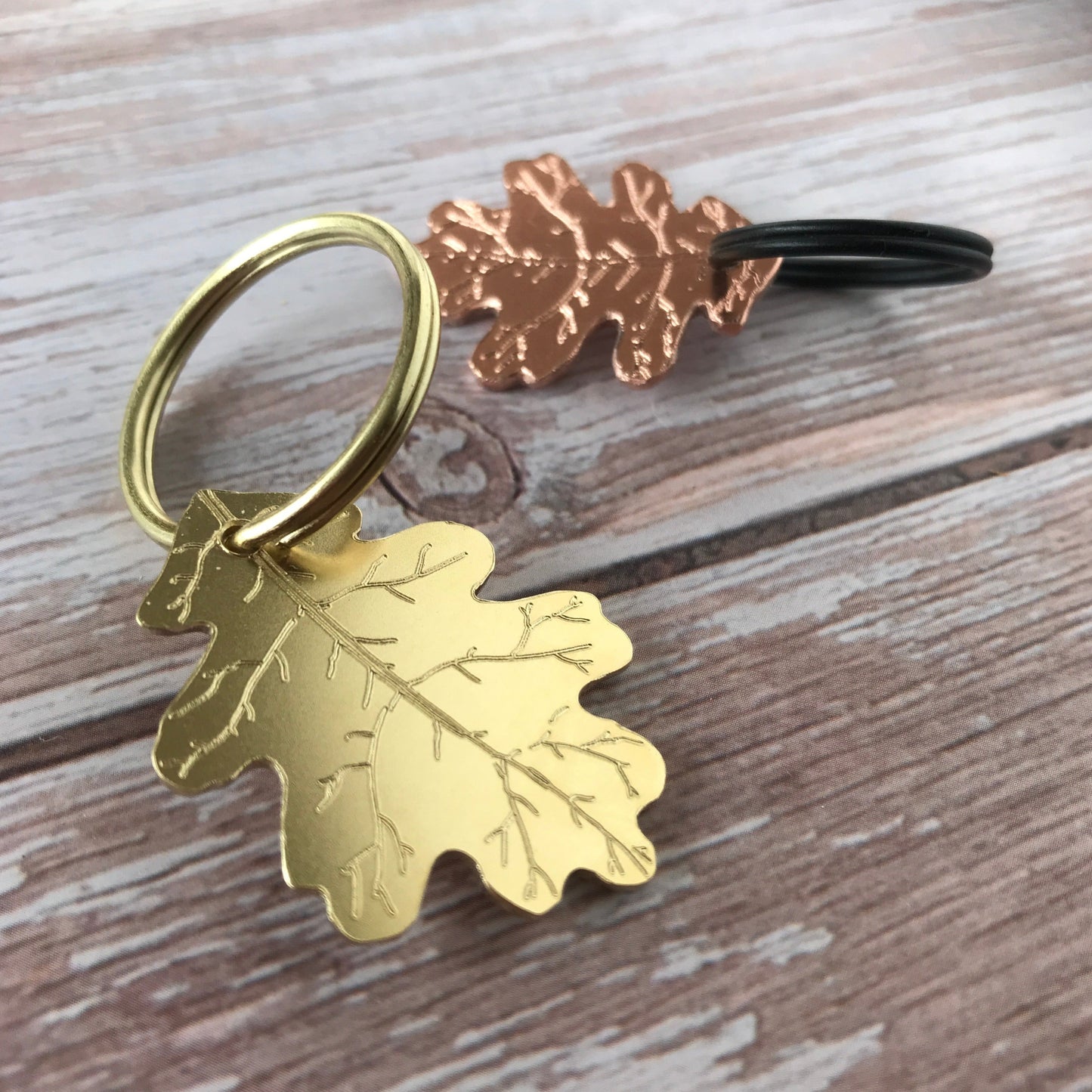 Brass and Copper Oak Leaf Dog ID Tag