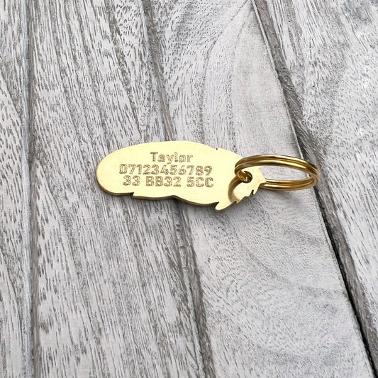 Brass Feather Dog ID Tag