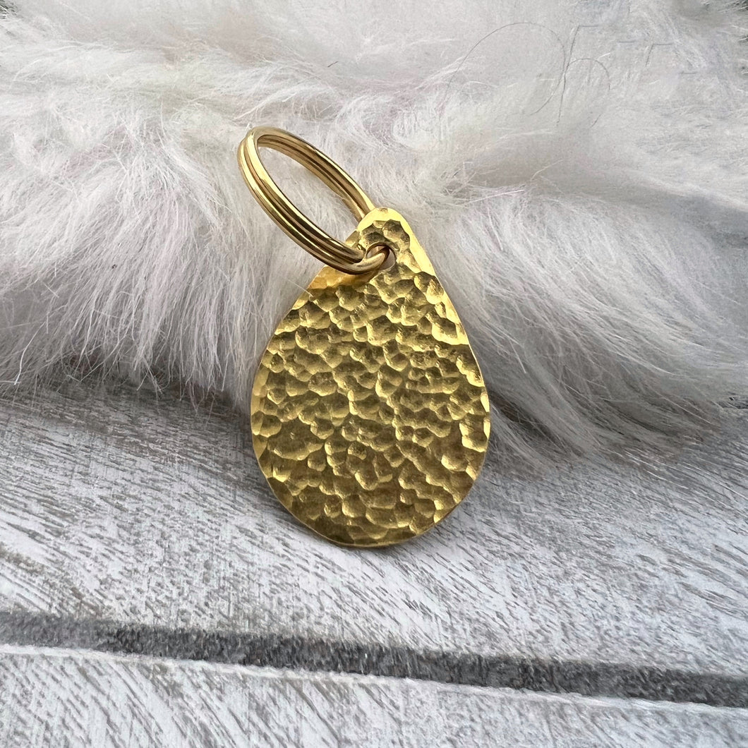 Brass Rain Drop Dog ID Tag