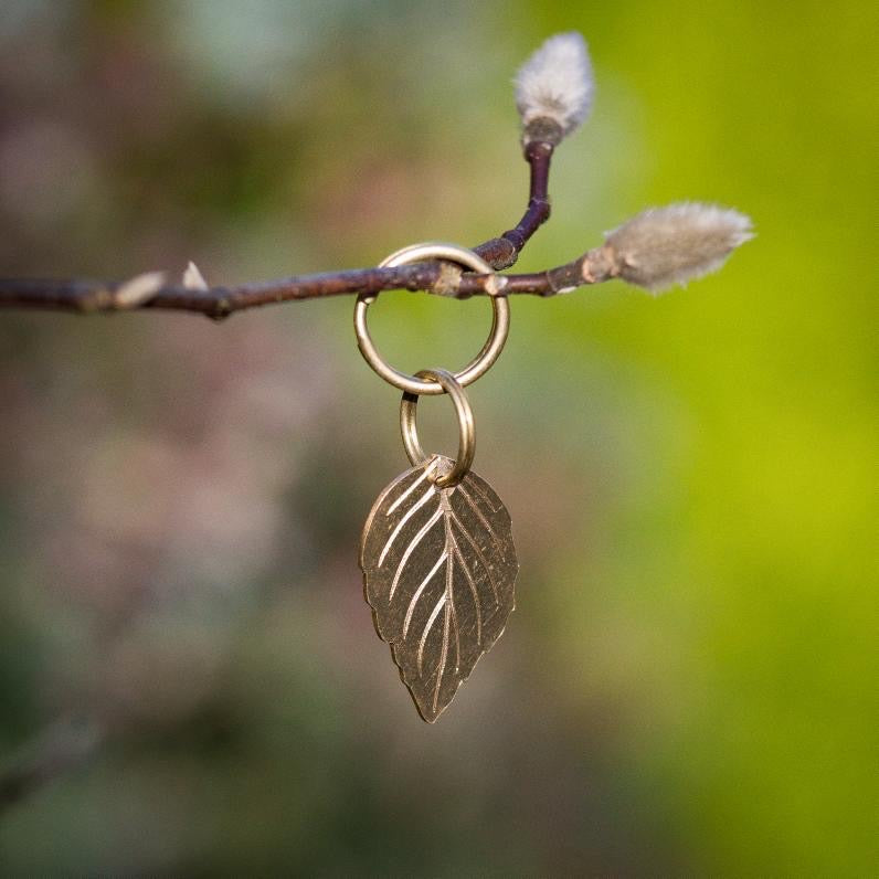 Brass Leaf Hanging from Tree
