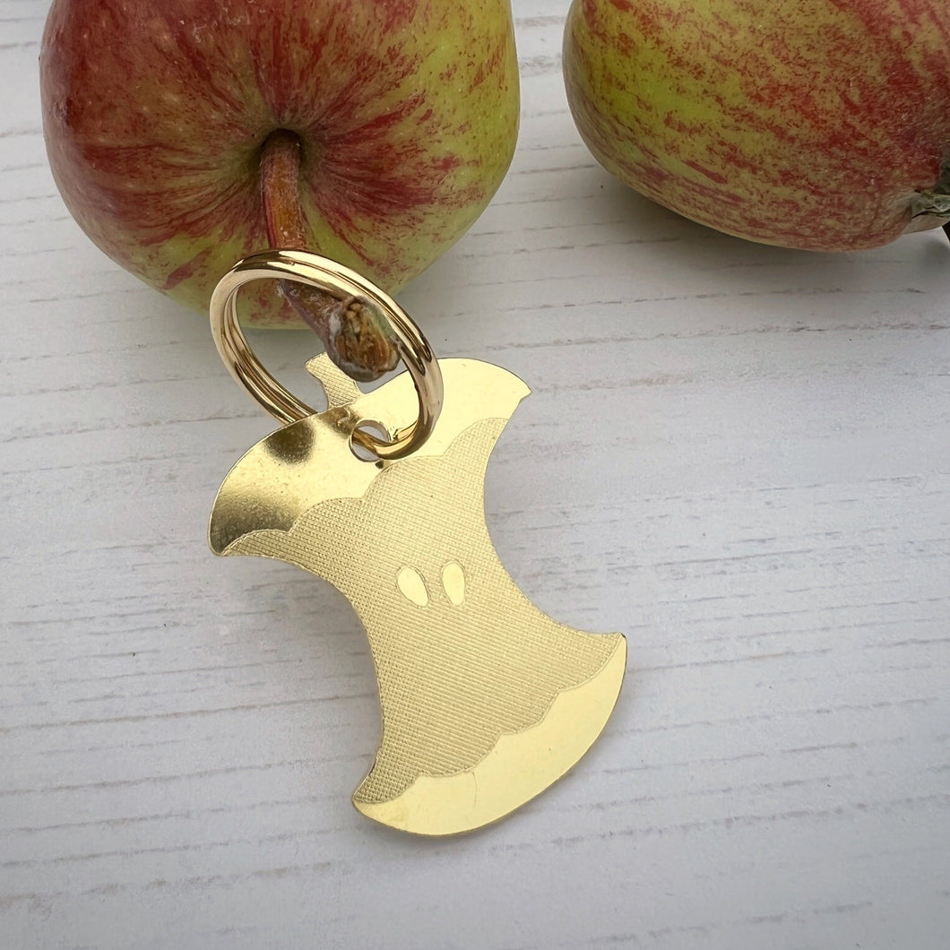 Brass Apple Core Dog ID Tag