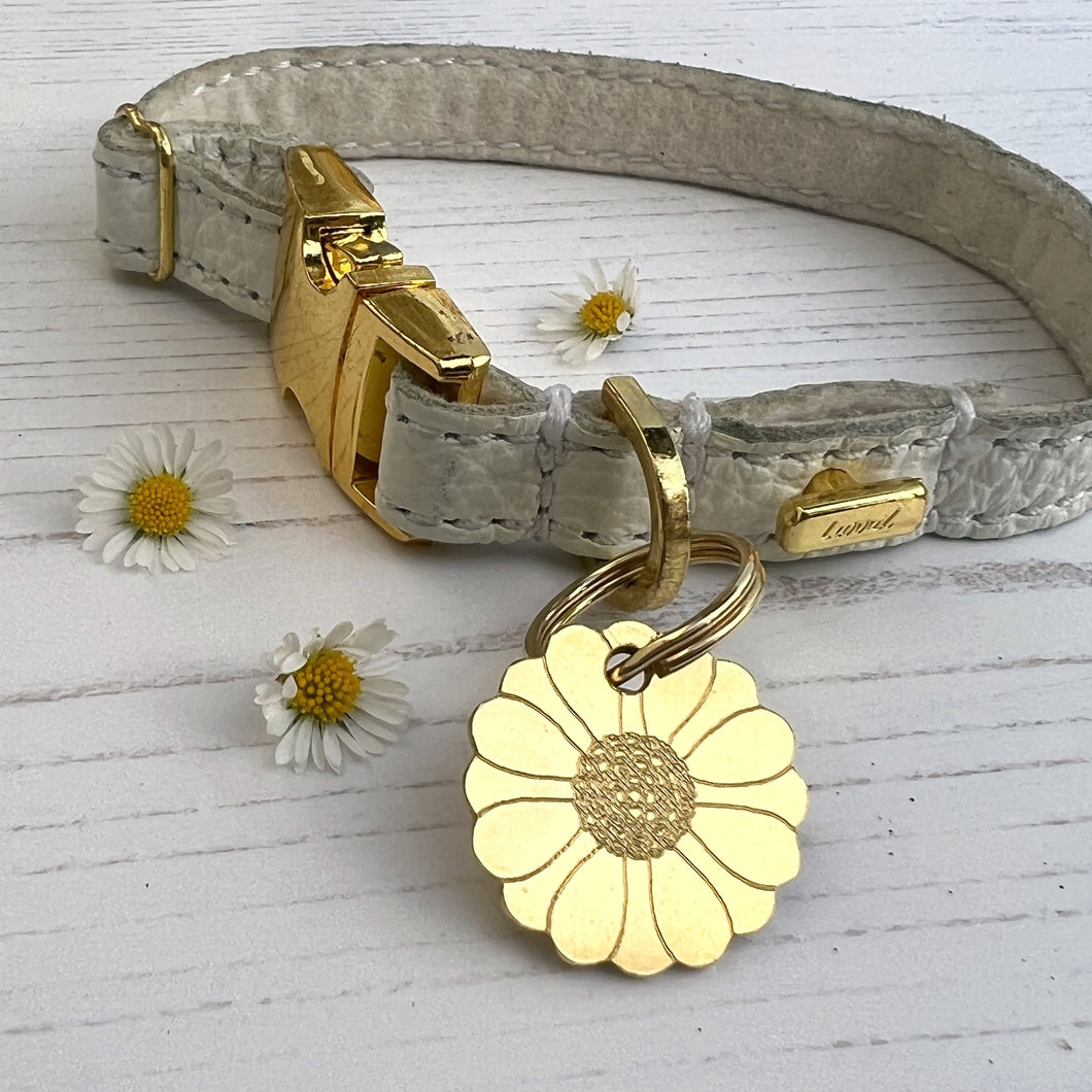 Daisy Flower Brass Dog ID Name Tag