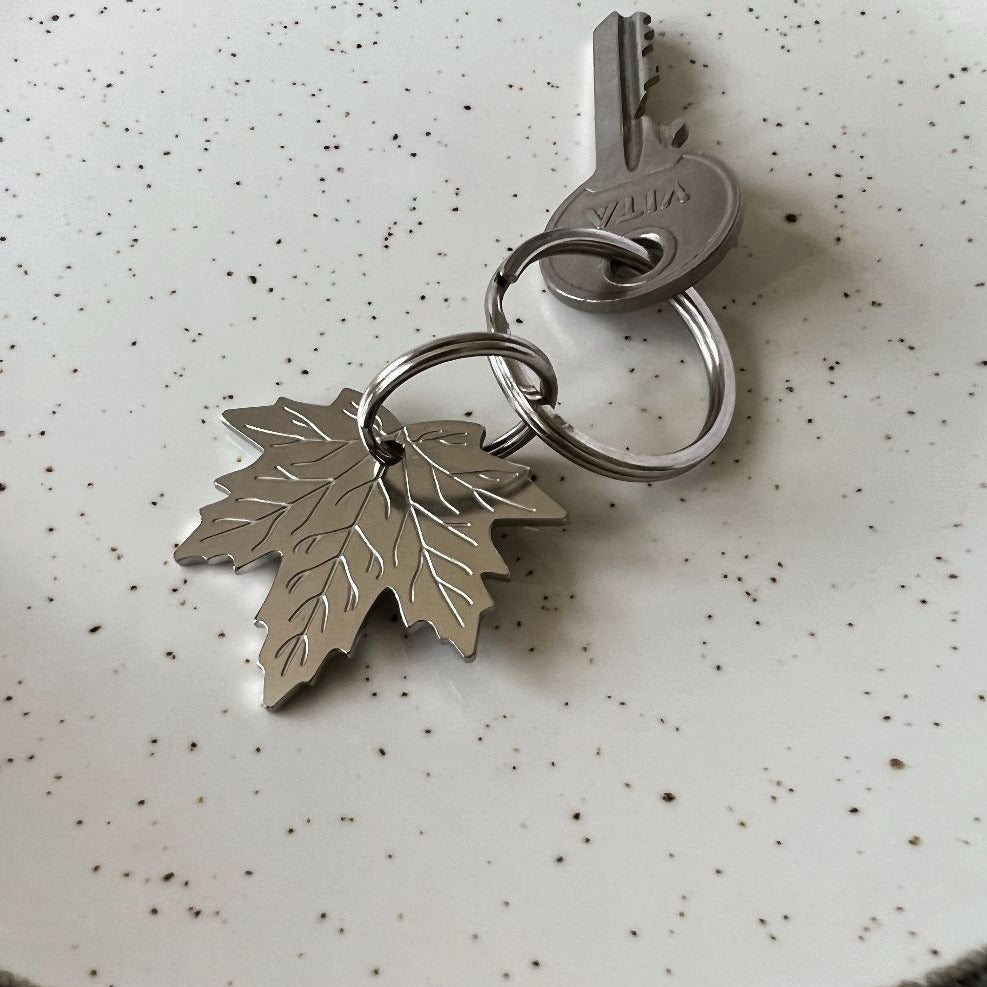 Stainless Steel Maple Leaf Keyring