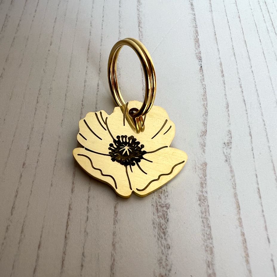 Poppy Flower Dog ID Tag